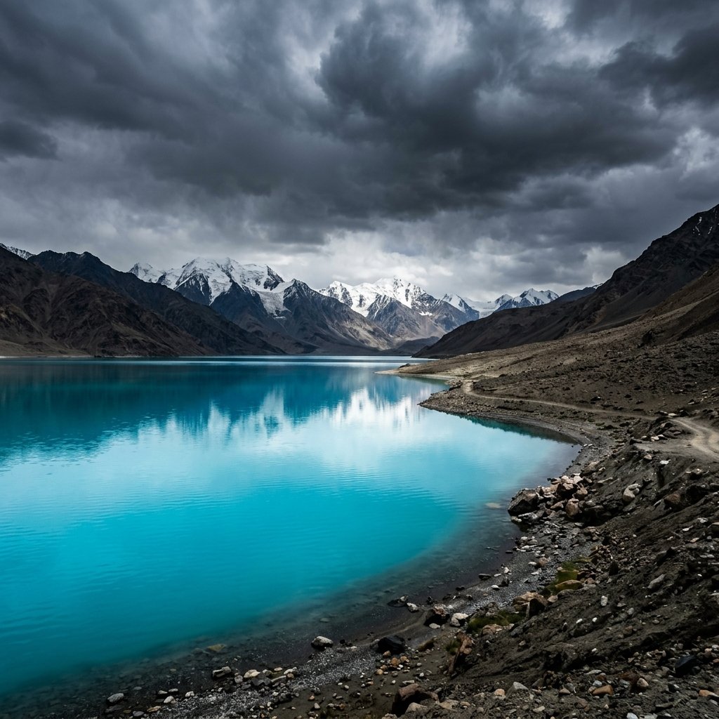 Pangong Tso electric-blue lake with snow peaks